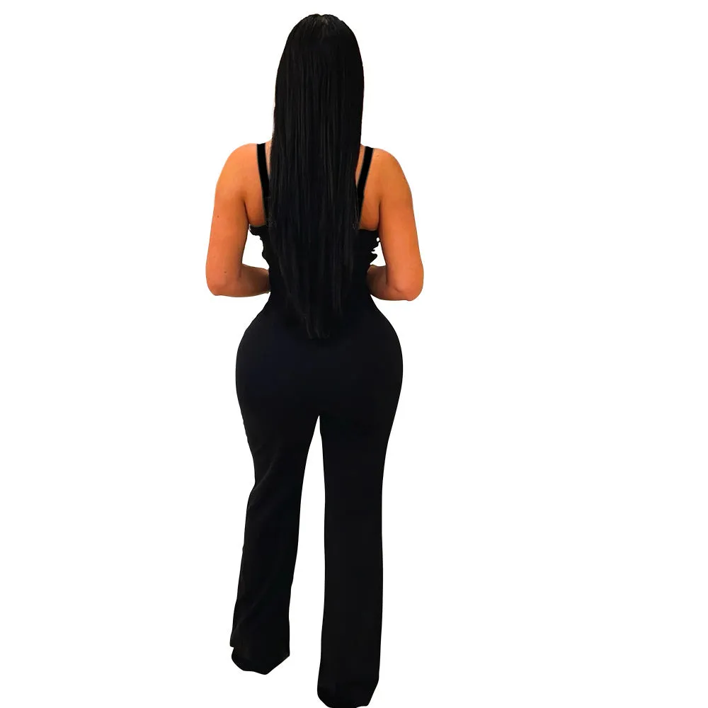 Elegant Sleeveless V-Neck Jumpsuit with Sculpted Design