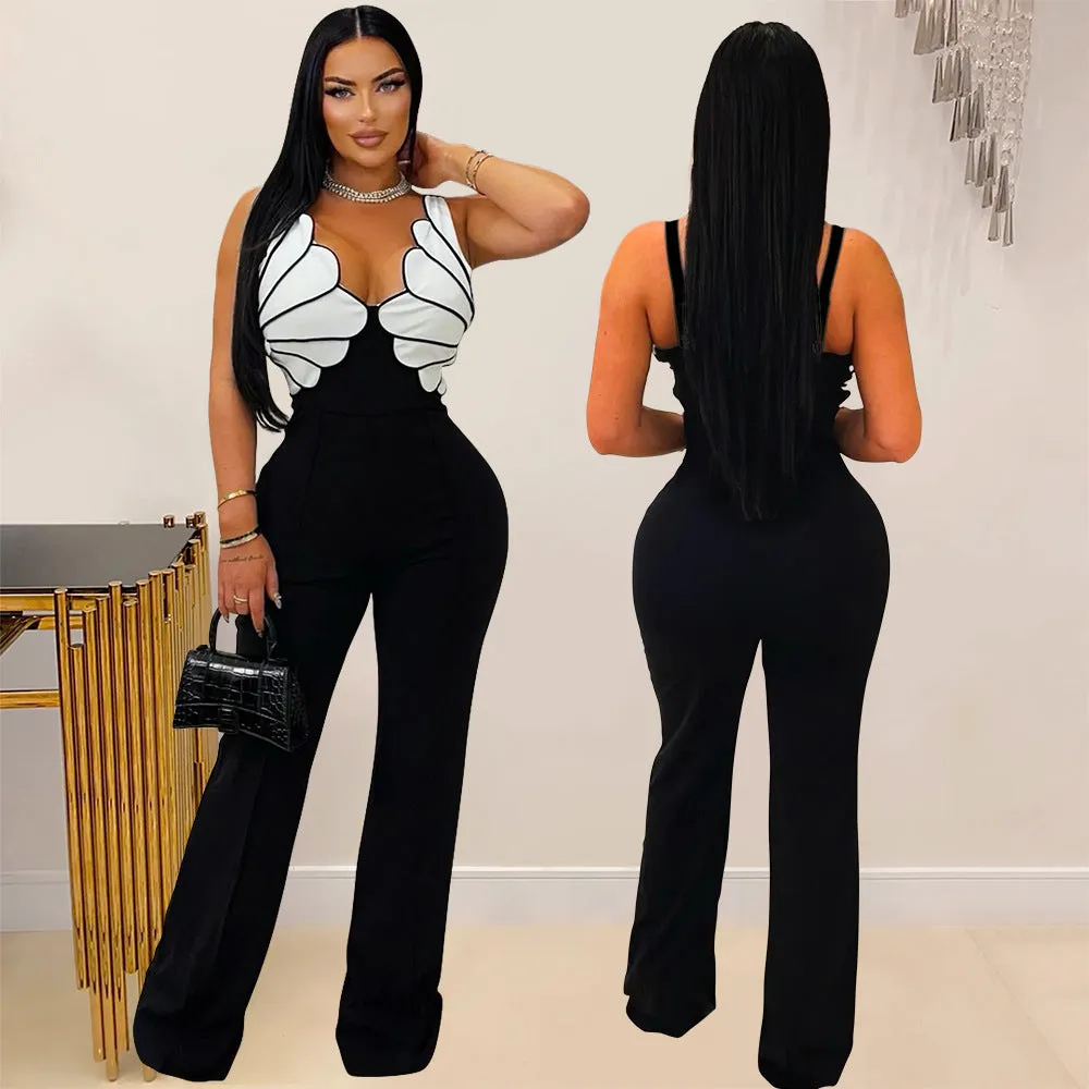 Elegant Sleeveless V-Neck Jumpsuit with Sculpted Design