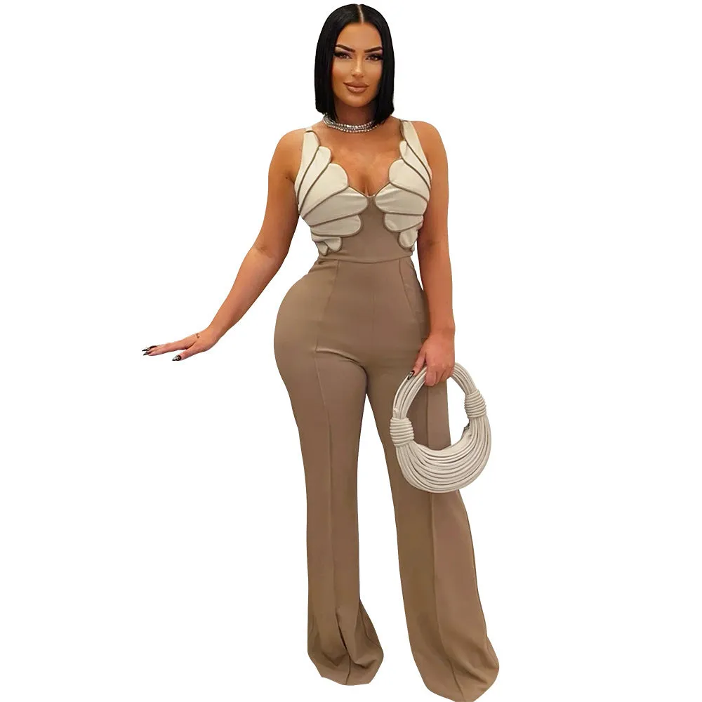 Elegant Sleeveless V-Neck Jumpsuit with Sculpted Design