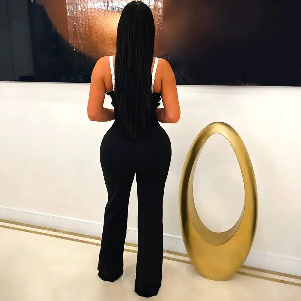 Elegant Sleeveless V-Neck Jumpsuit with Sculpted Design