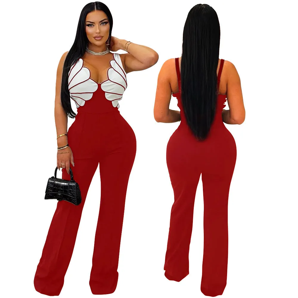 Elegant Sleeveless V-Neck Jumpsuit with Sculpted Design