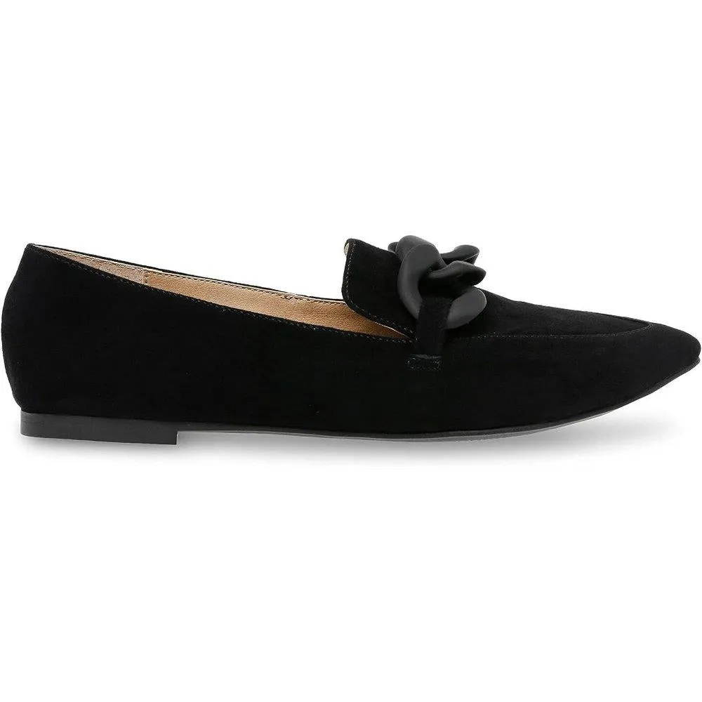 Famed Black Suede Chain Link Flats