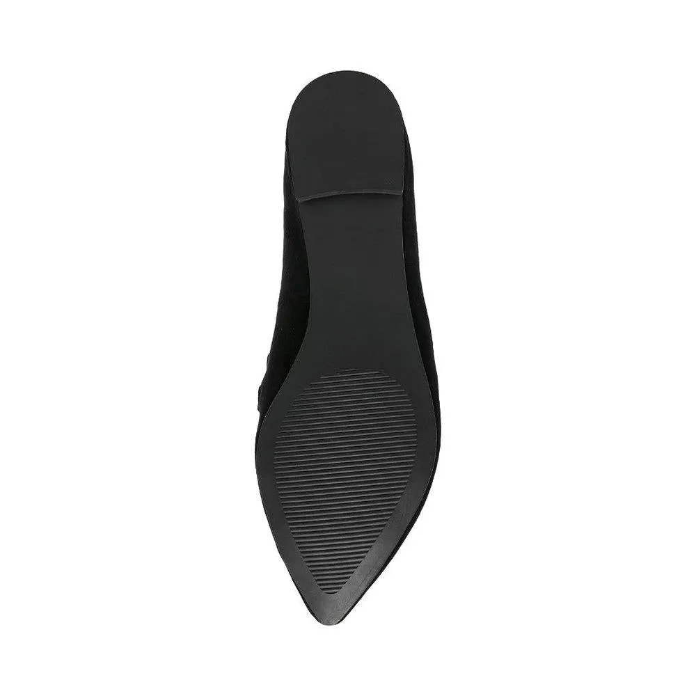 Famed Black Suede Chain Link Flats