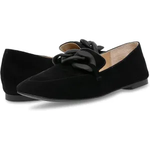 Famed Black Suede Chain Link Flats