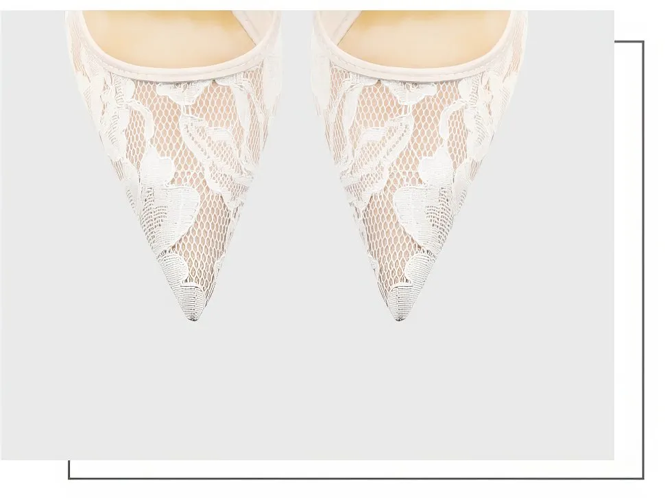 Floral Mesh Pointy Toes Slingback Heels