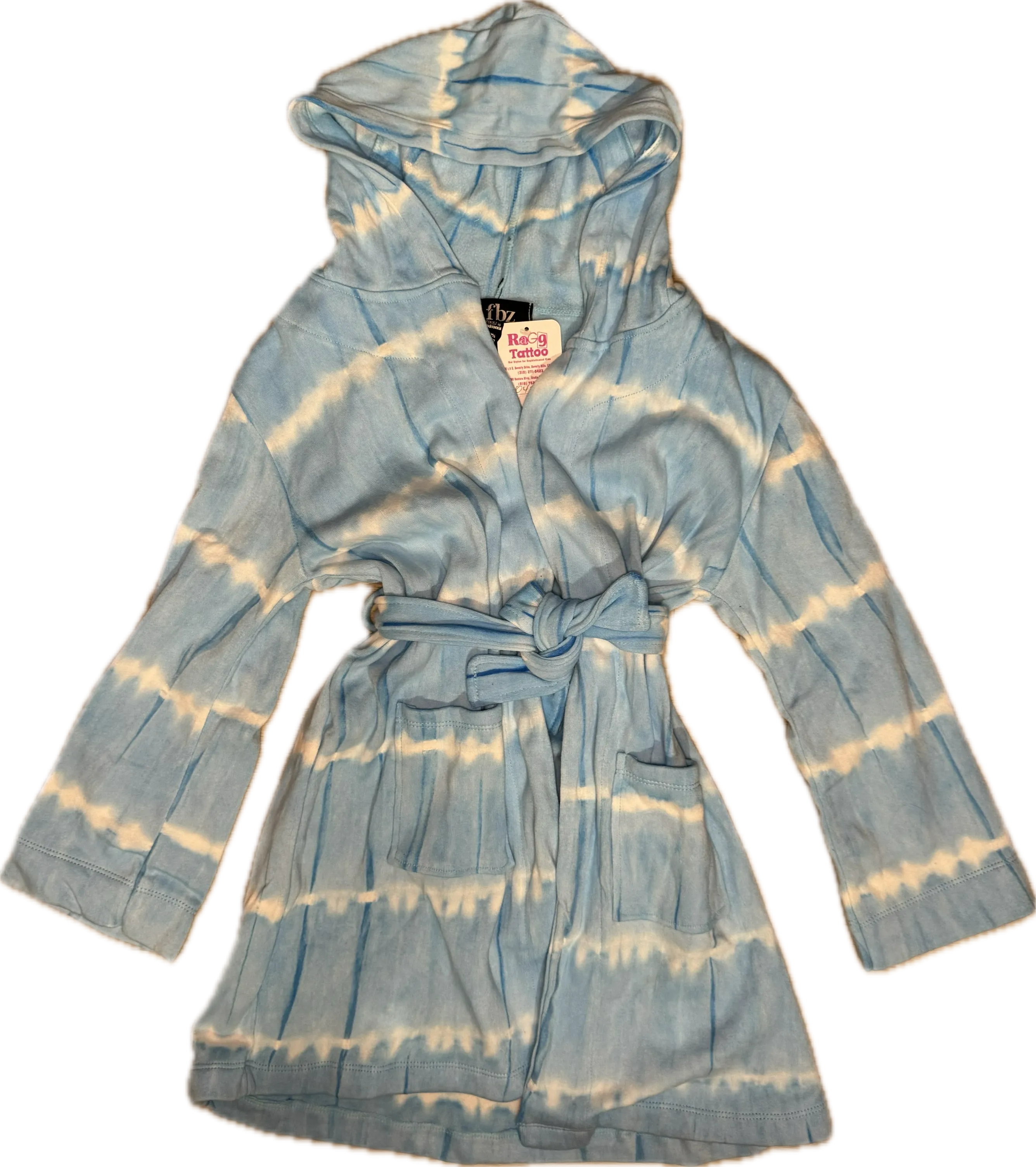 FLOWERS BY ZOE- Bath Robe Blue Lines Tiedye