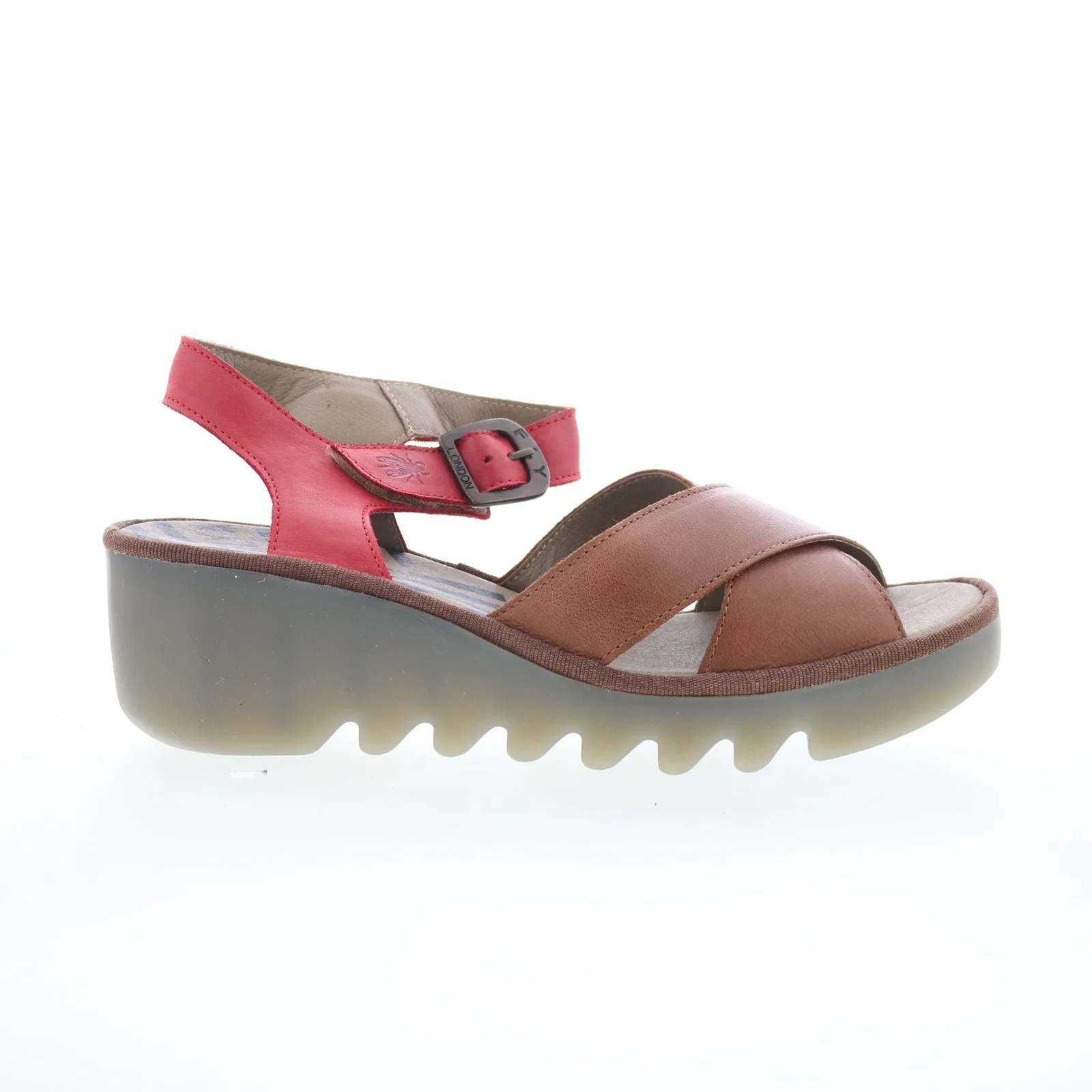 Fly London Bace BACE411FLY-002 Womens Brown Leather Wedges Sandals Shoes