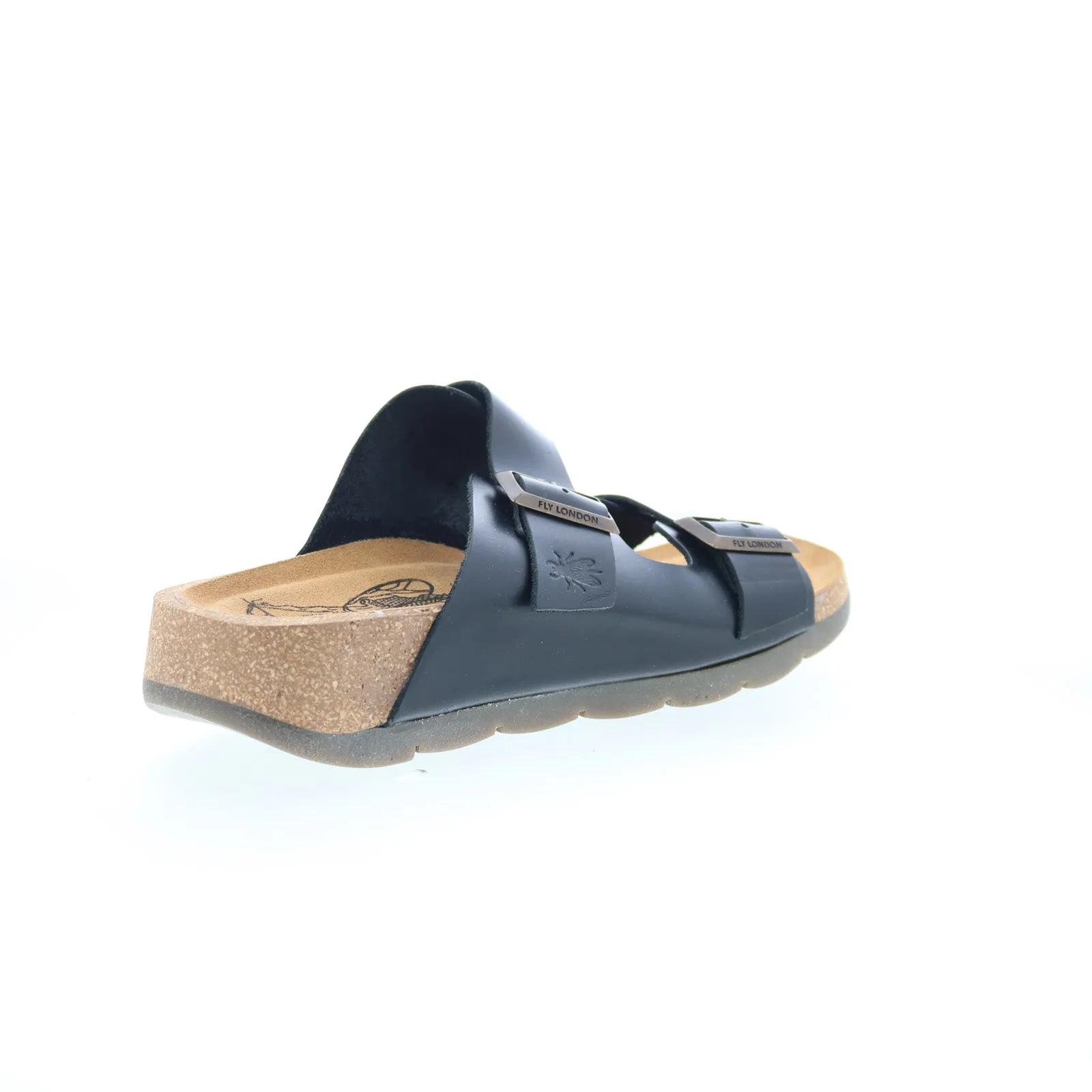 Fly London Caja CAJA721FLY-000 Womens Black Leather Slides Sandals Shoes