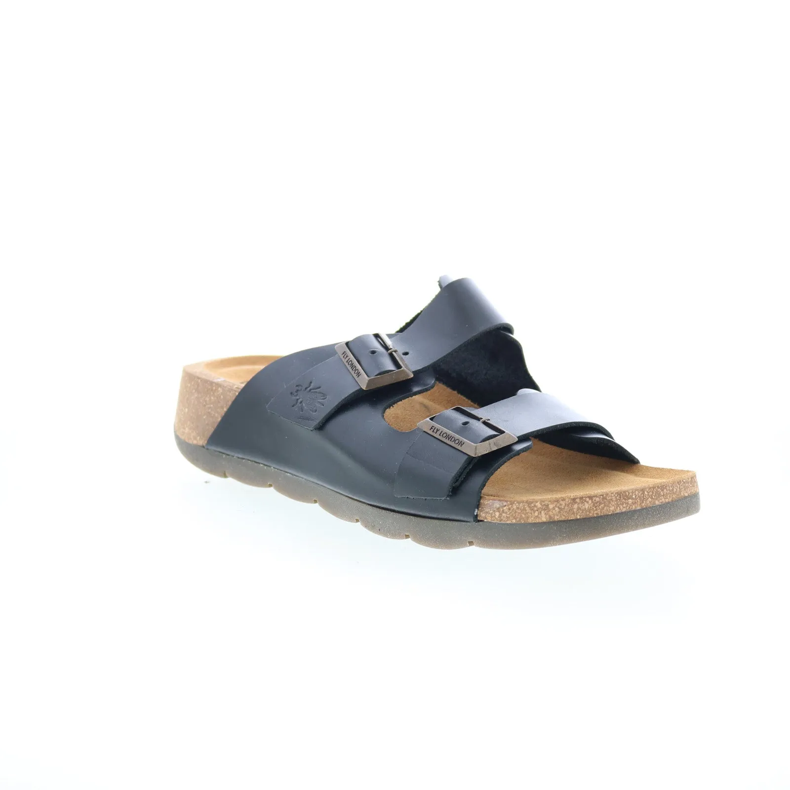 Fly London Caja CAJA721FLY-000 Womens Black Leather Slides Sandals Shoes