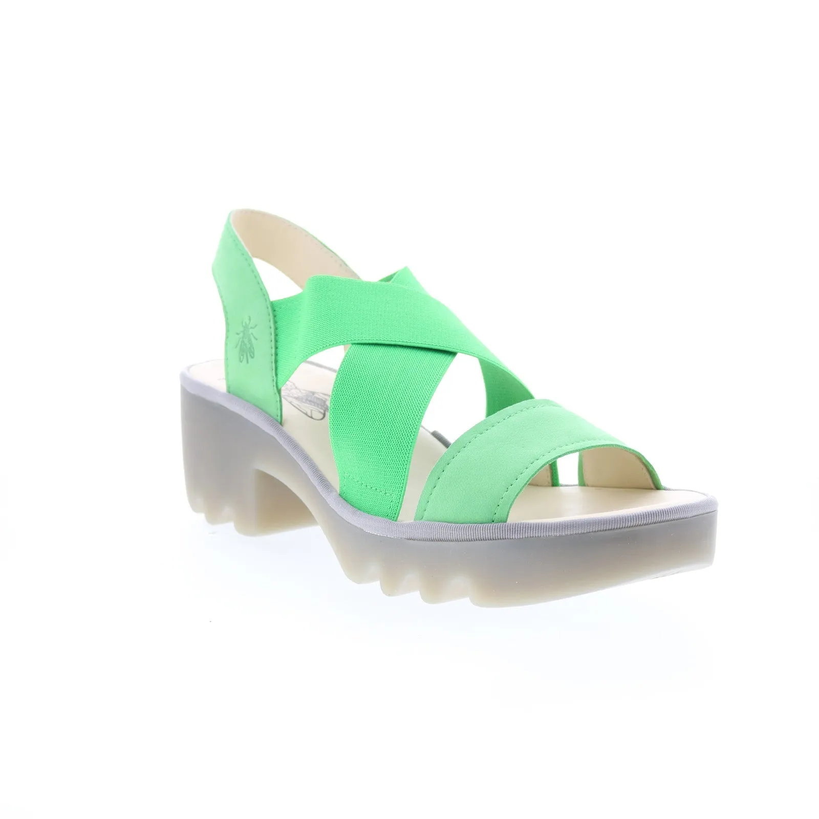 Fly London Taji TAJI502FLY-003 Womens Green Leather Heeled Sandals Shoes