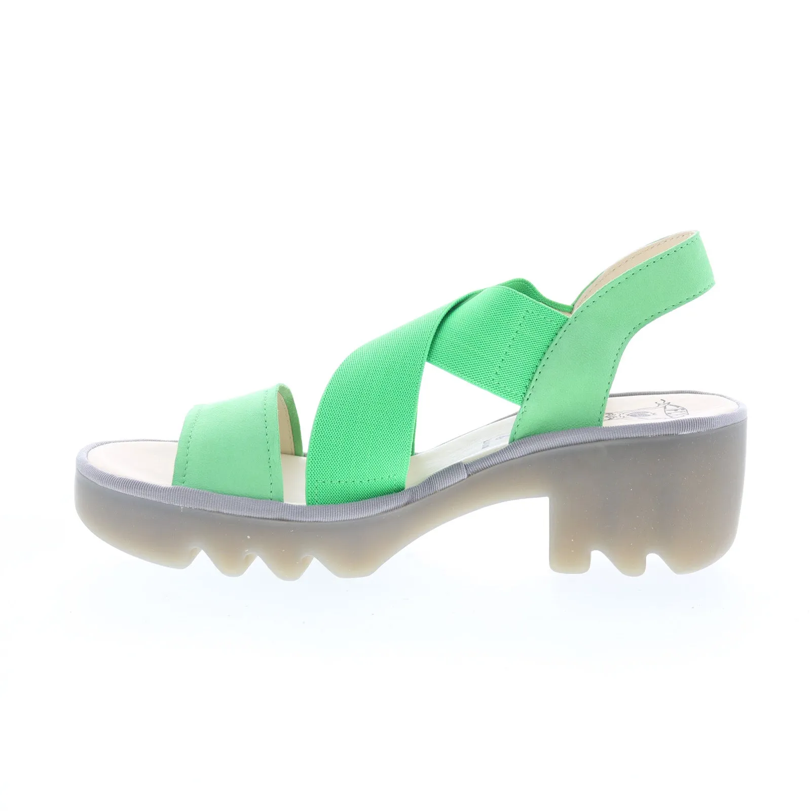 Fly London Taji TAJI502FLY-003 Womens Green Leather Heeled Sandals Shoes