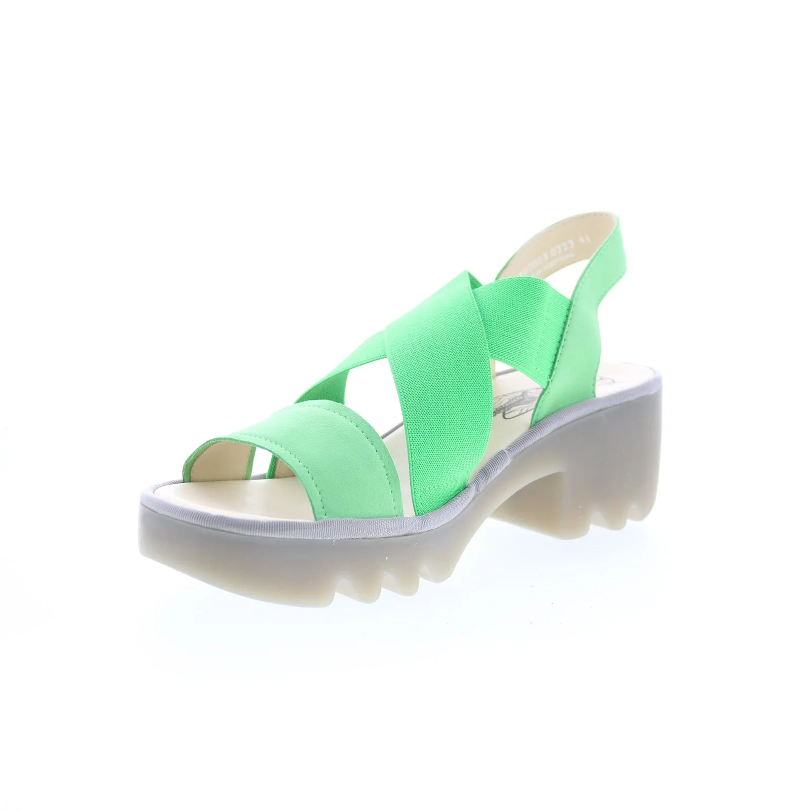 Fly London Taji TAJI502FLY-003 Womens Green Leather Heeled Sandals Shoes