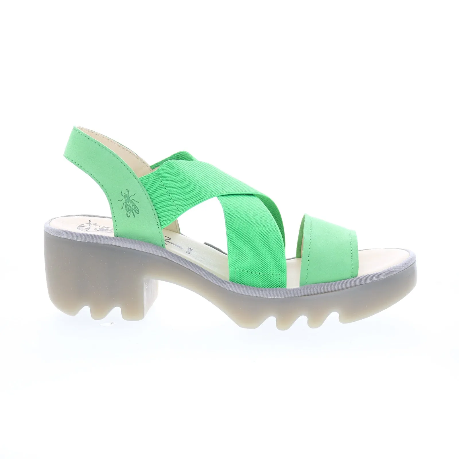 Fly London Taji TAJI502FLY-003 Womens Green Leather Heeled Sandals Shoes