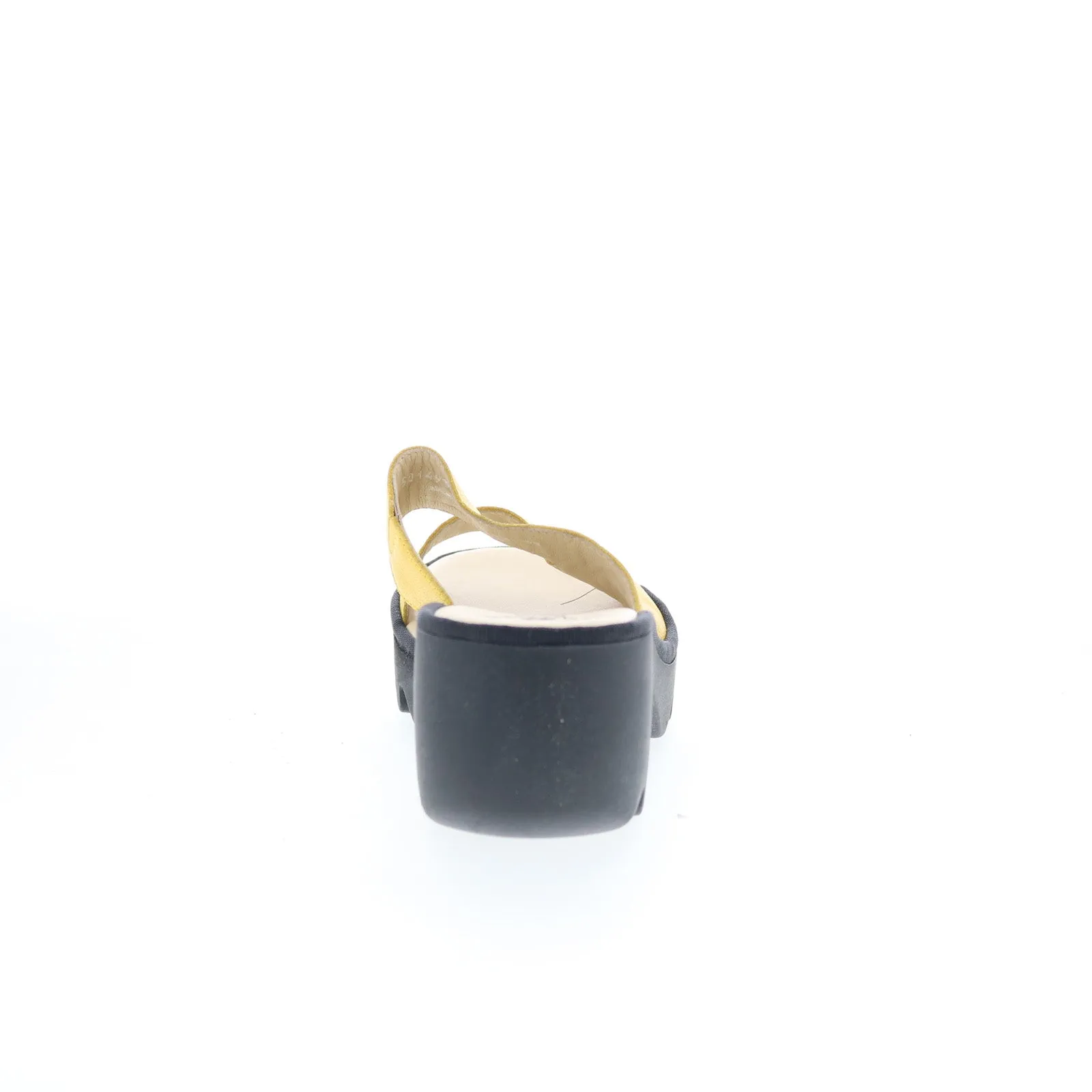 Fly London Tech TECH493FLY-006 Womens Yellow Leather Heeled Sandals Shoes