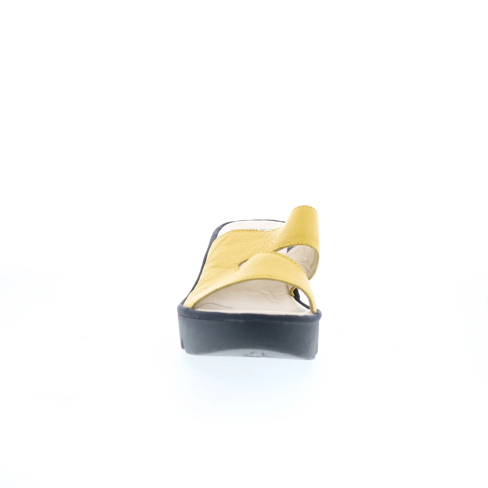 Fly London Tech TECH493FLY-006 Womens Yellow Leather Heeled Sandals Shoes