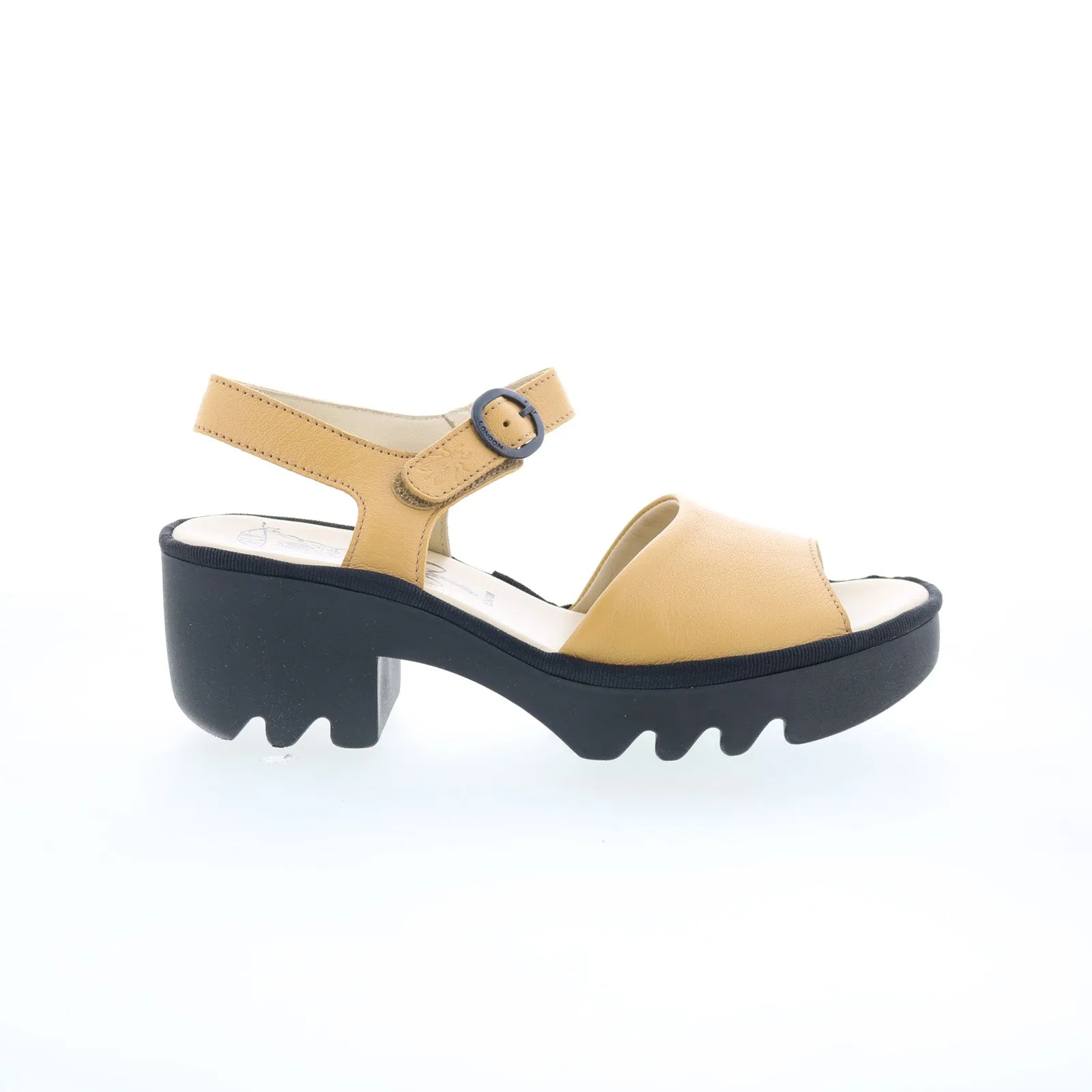 Fly London Tull TULL503FLY-004 Womens Yellow Leather Heeled Sandals Shoes