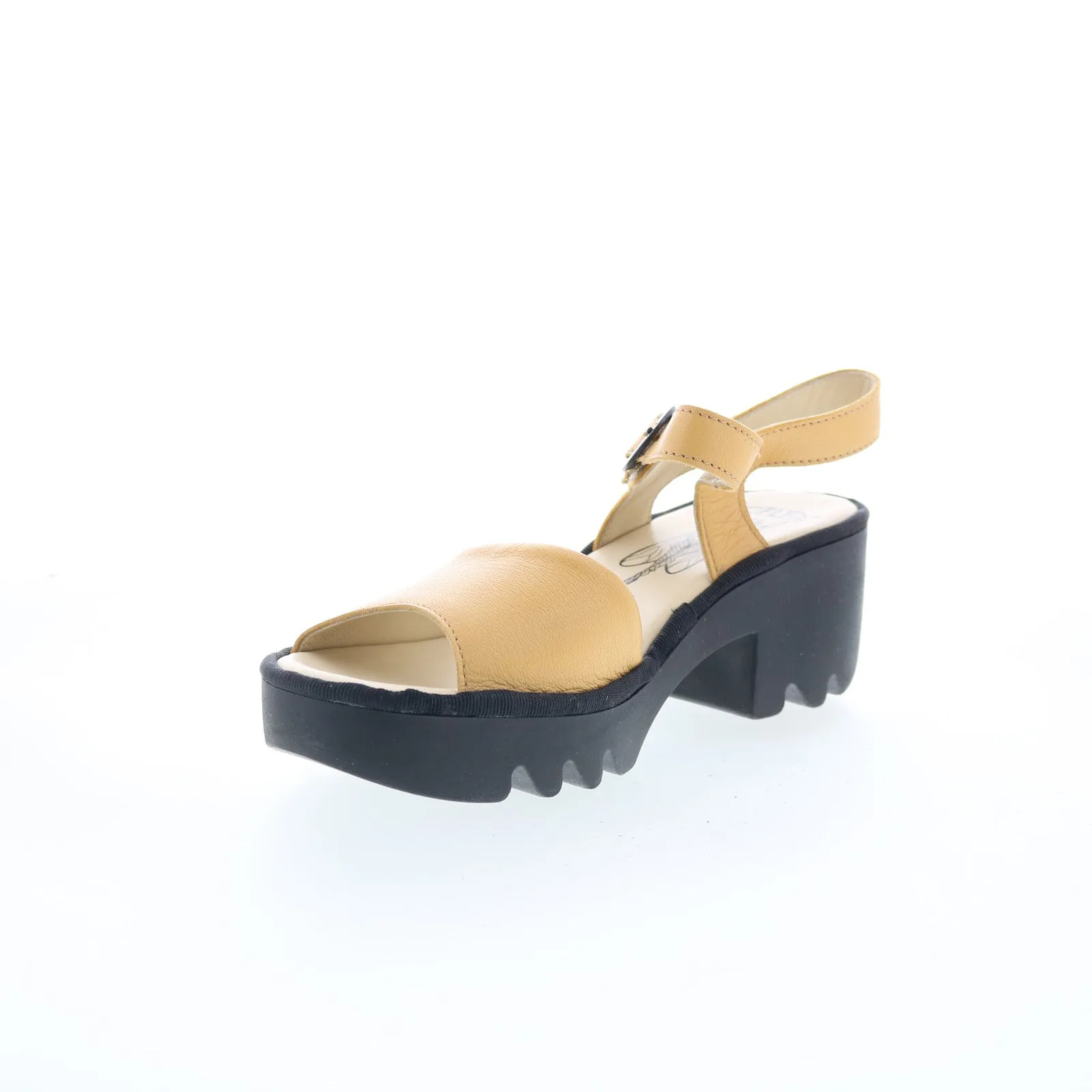 Fly London Tull TULL503FLY-004 Womens Yellow Leather Heeled Sandals Shoes