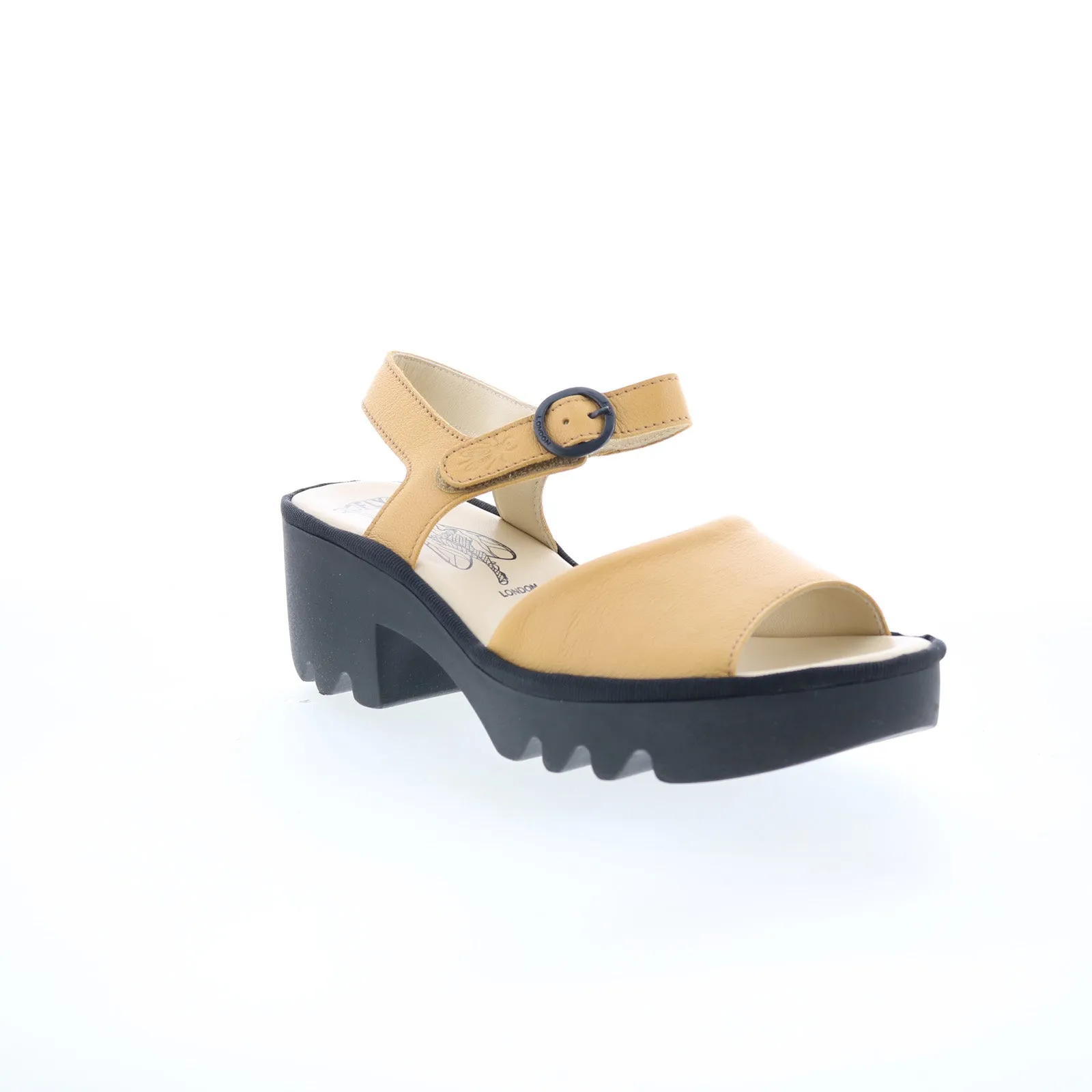 Fly London Tull TULL503FLY-004 Womens Yellow Leather Heeled Sandals Shoes