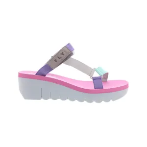 Fly London Yaka YAKA037FLY-001 Womens Gray Leather Platform Sandals Shoes