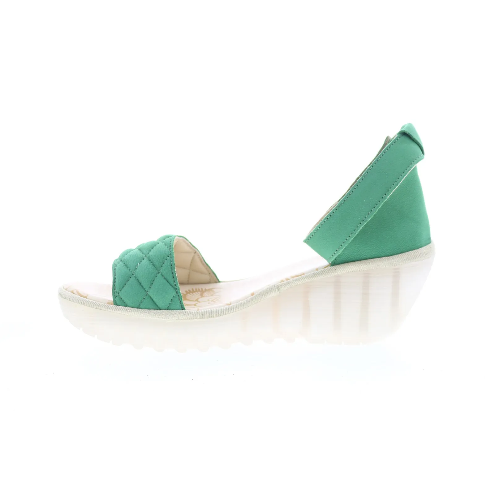 Fly London Yaru YARU471FLY-002 Womens Green Leather Wedges Sandals Shoes