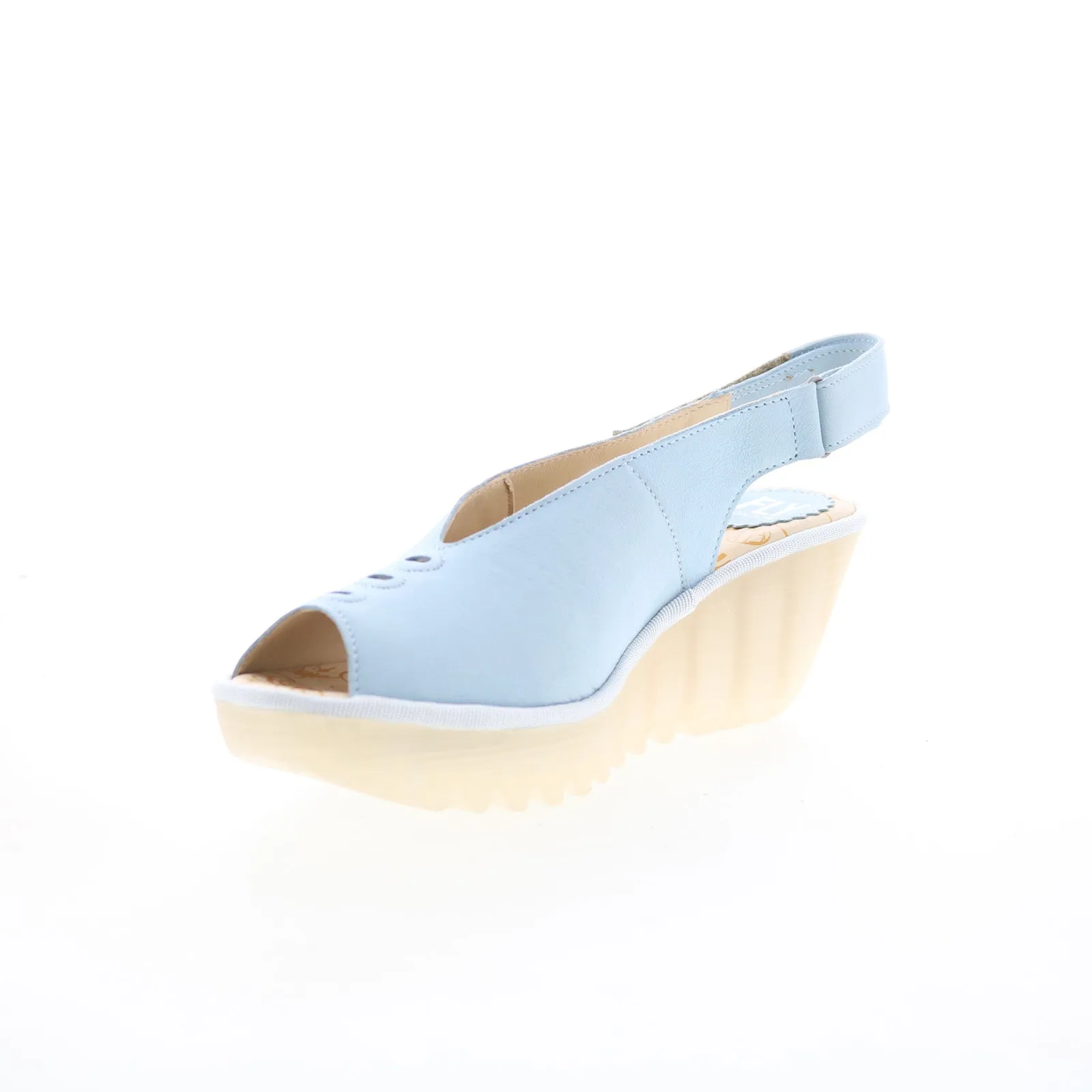 Fly London Yeay YEAY387FLY-010 Womens Blue Leather Wedges Sandals Shoes