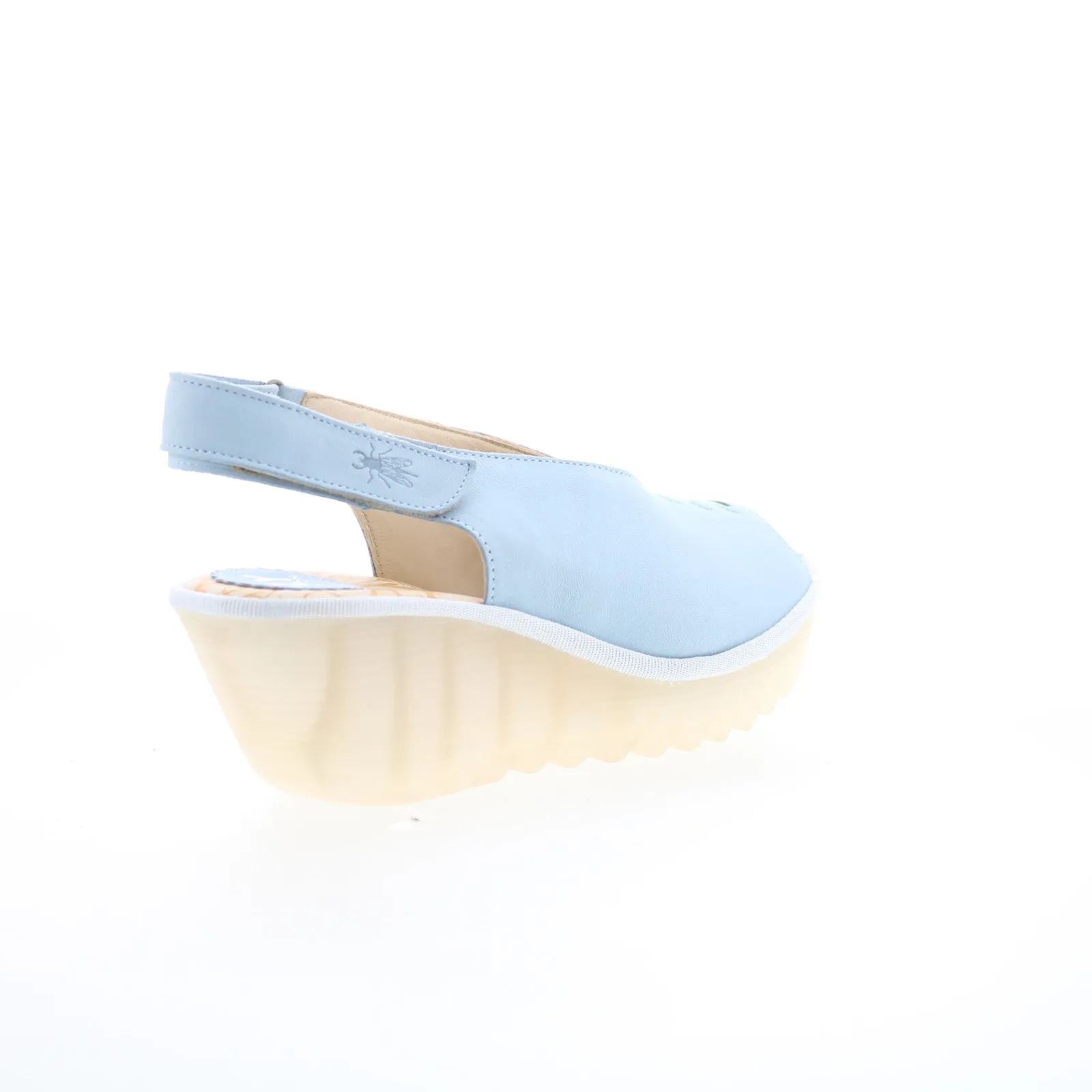 Fly London Yeay YEAY387FLY-010 Womens Blue Leather Wedges Sandals Shoes
