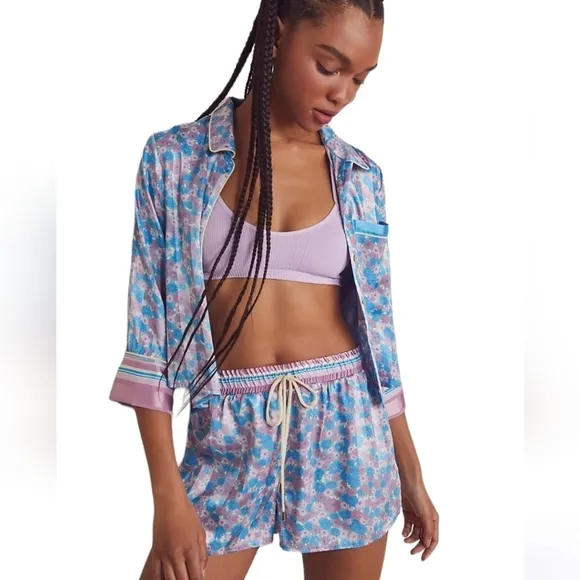 Free People NEW Pillow Talk Satin PJ Set Medium