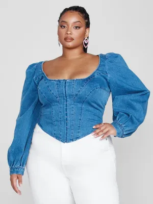 Hannah Puff Sleeve Denim Top