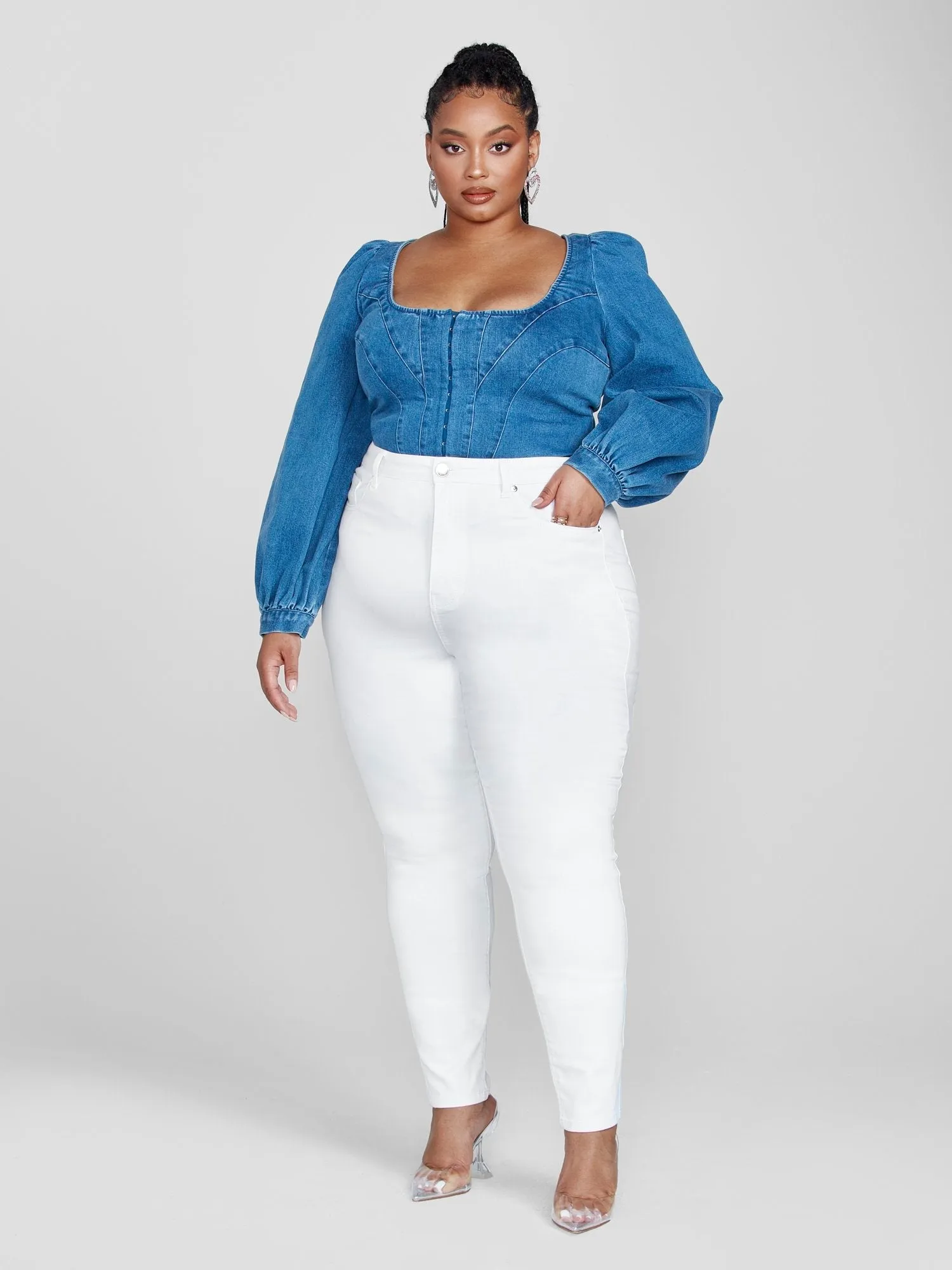 Hannah Puff Sleeve Denim Top