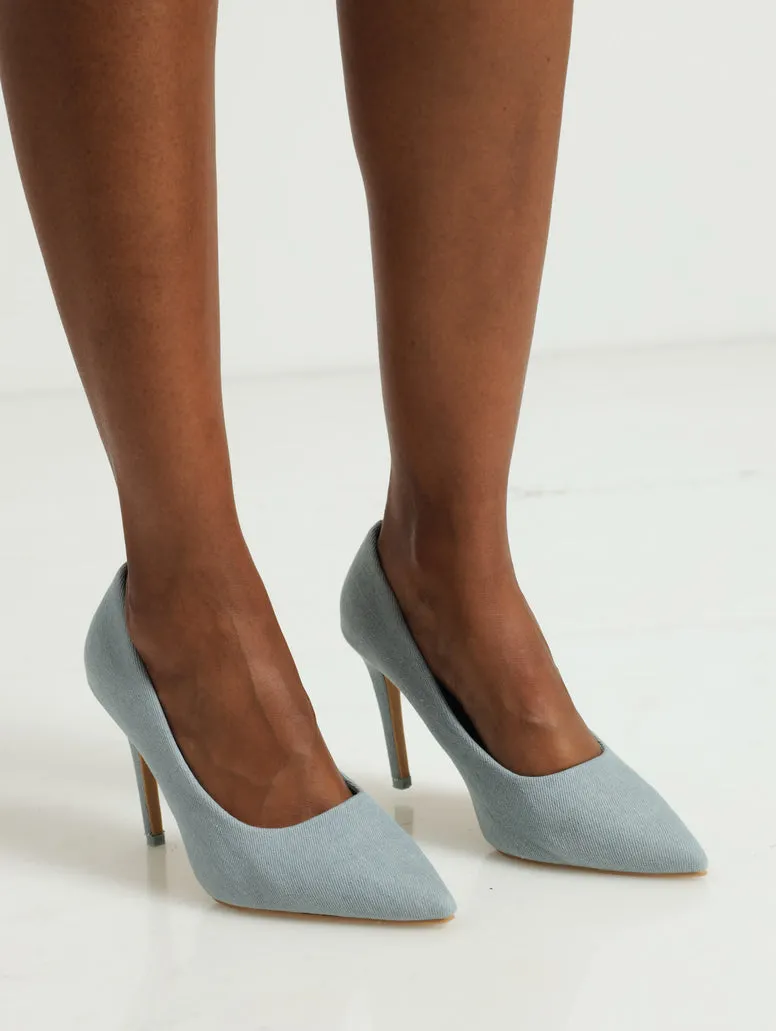 Hi Stiletto Pointed Denim Full Court - Denim