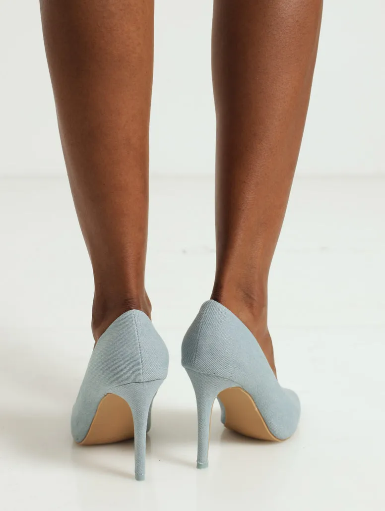 Hi Stiletto Pointed Denim Full Court - Denim