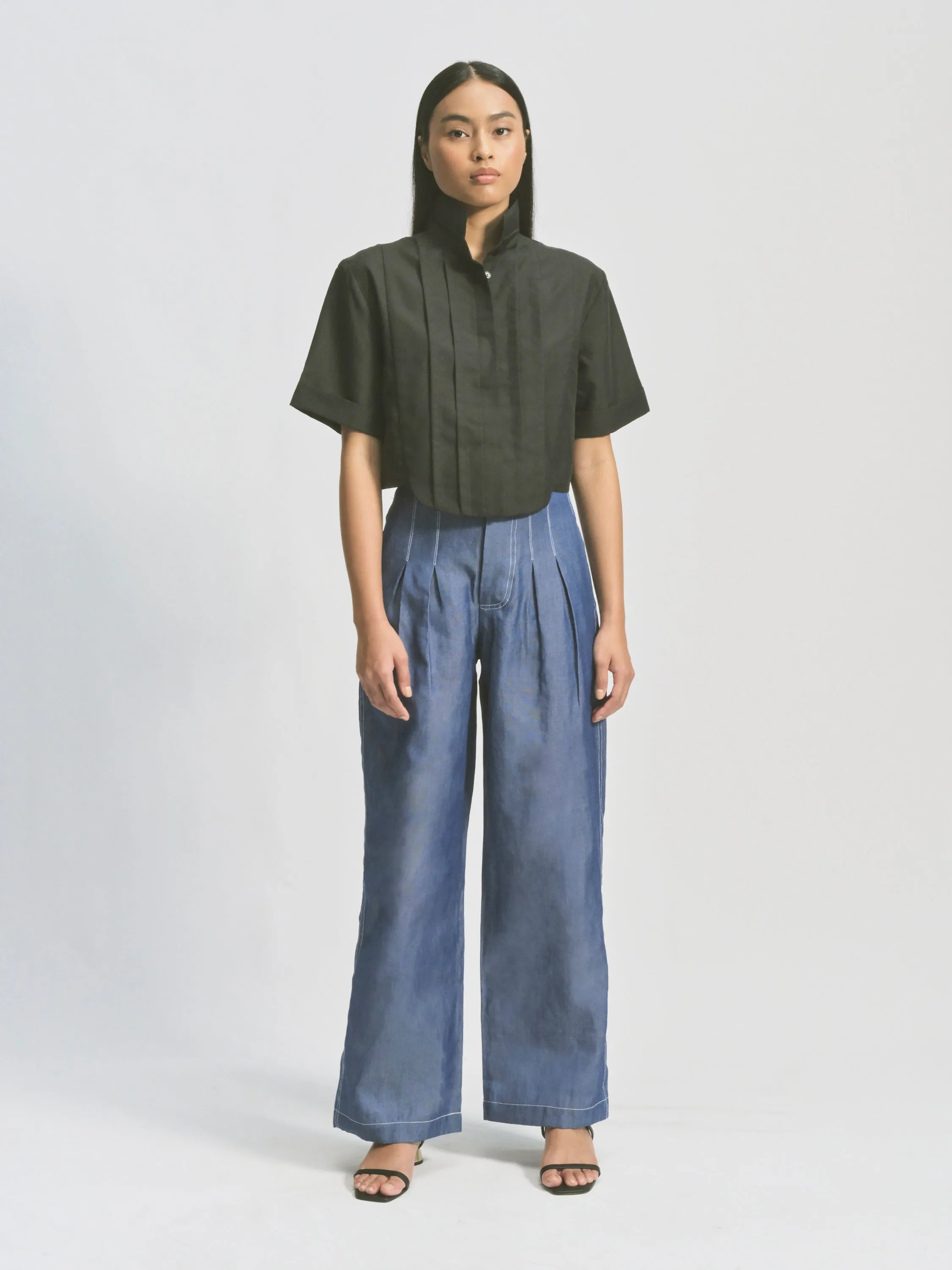 High Waist Wide Leg Denim Pants