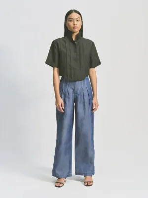 High Waist Wide Leg Denim Pants