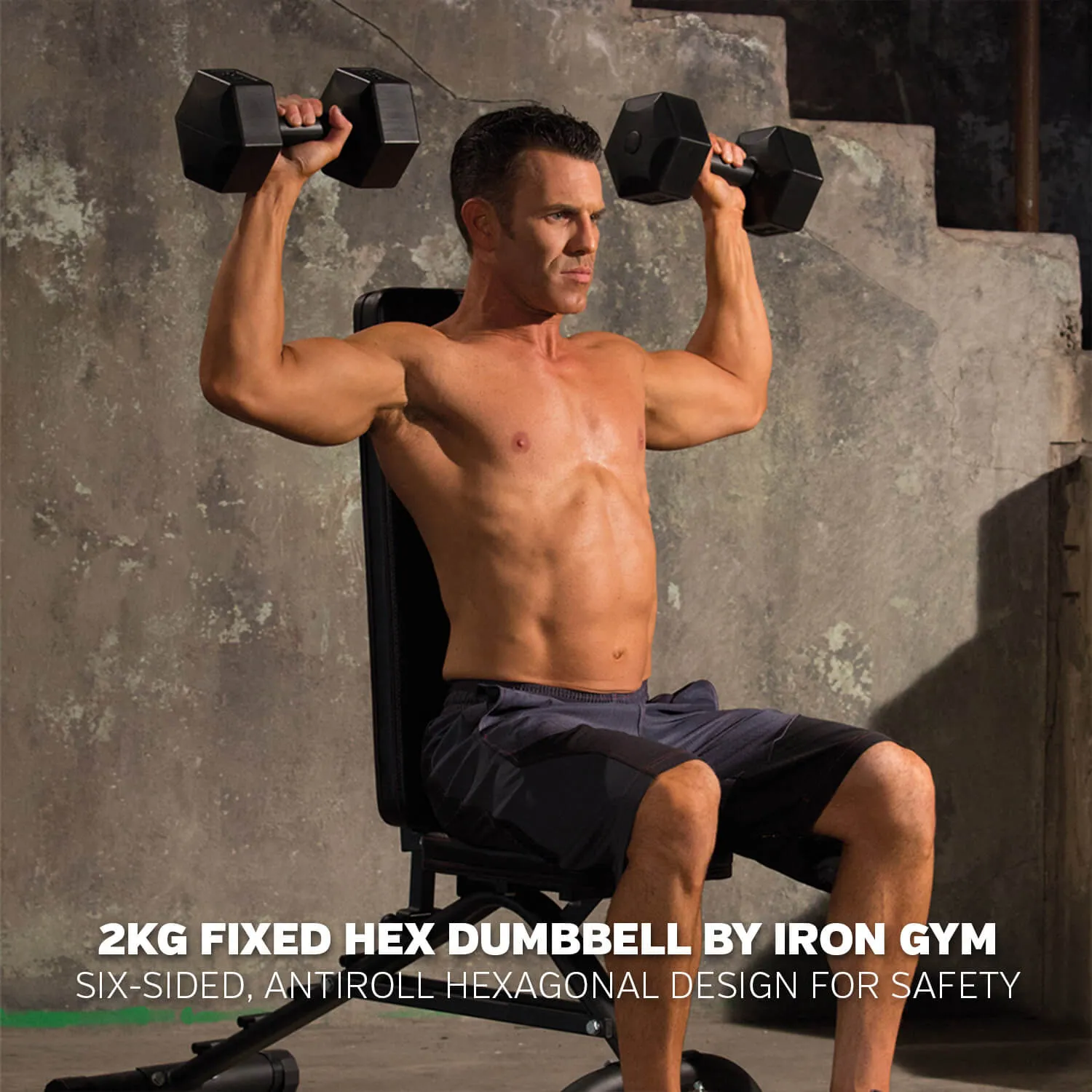 Iron Gym Fixed Hex Dumbbells - 2 x 2kg