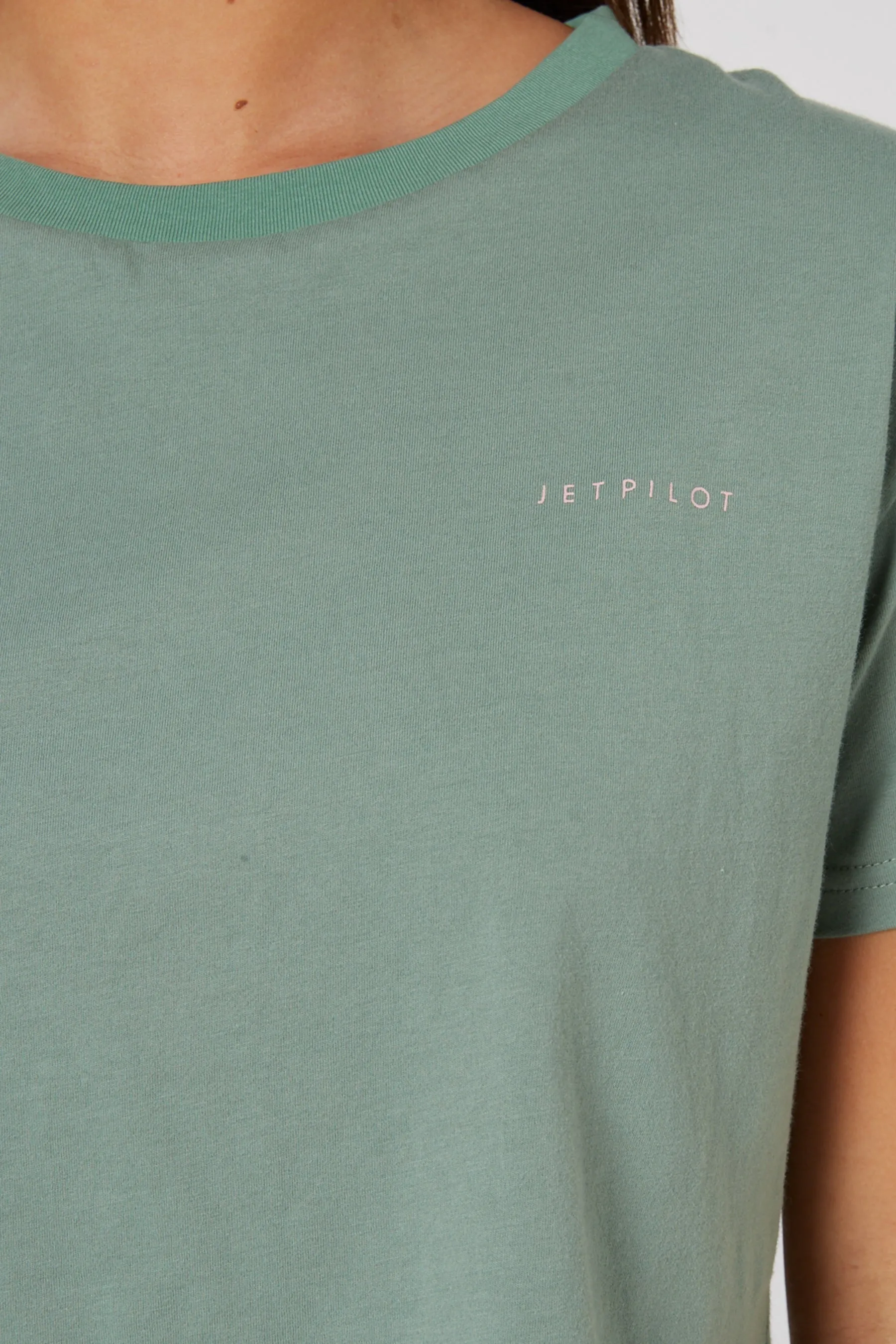 Jetpilot Flora Ladies S/S Crop Tee - Mist Green