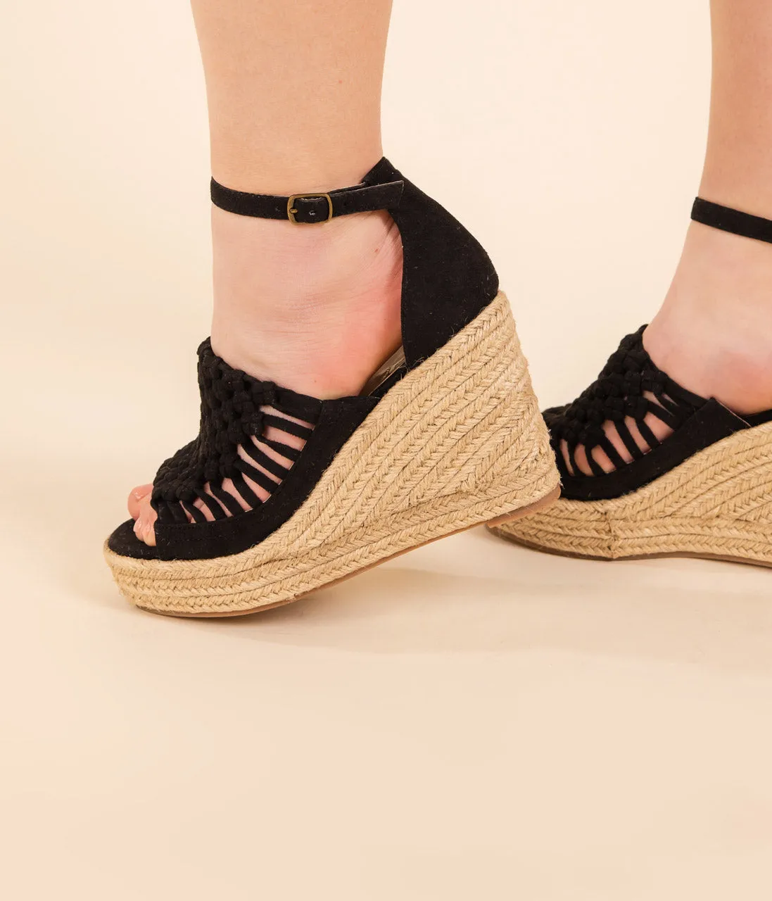 Juti Wedges in Black by Not Rated (Ships in 1-2 Weeks)