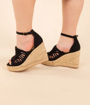 Juti Wedges in Black by Not Rated (Ships in 1-2 Weeks)