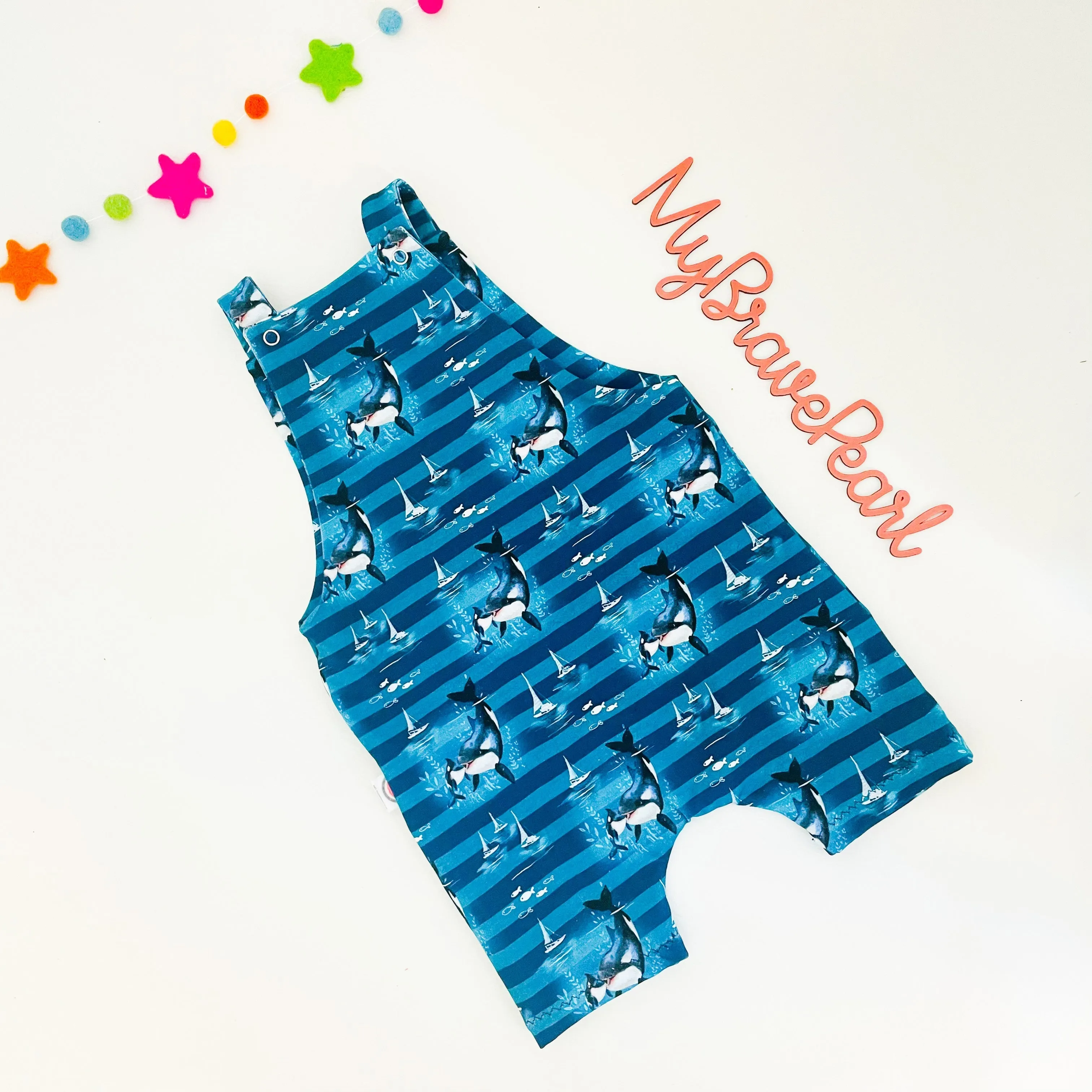 Kids Reversible Shortie Dungarees