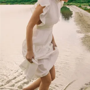 Laura Ashley Urban Outfitters Exclusive White Chloe Dress Size: Small