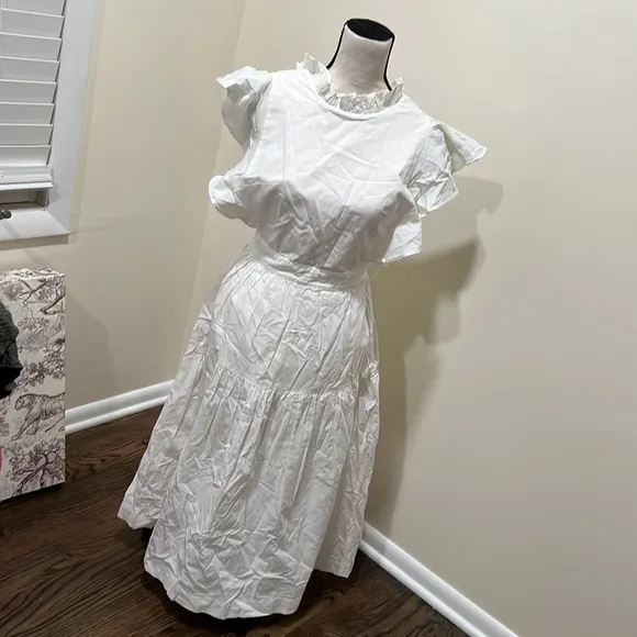 Laura Ashley Urban Outfitters Exclusive White Chloe Dress Size: Small