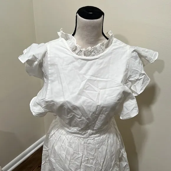 Laura Ashley Urban Outfitters Exclusive White Chloe Dress Size: Small