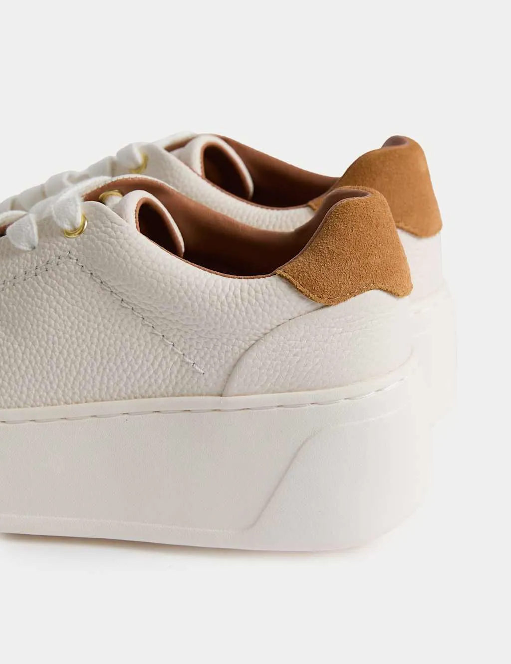 Leather Lace Up Platform Trainers with Freshfeet™