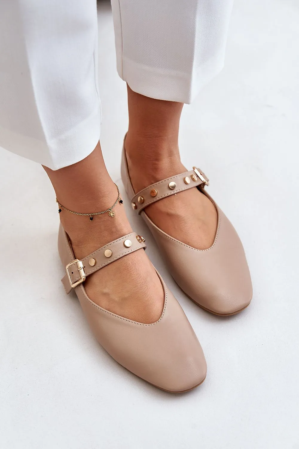 Leather Strap Ballet flats
