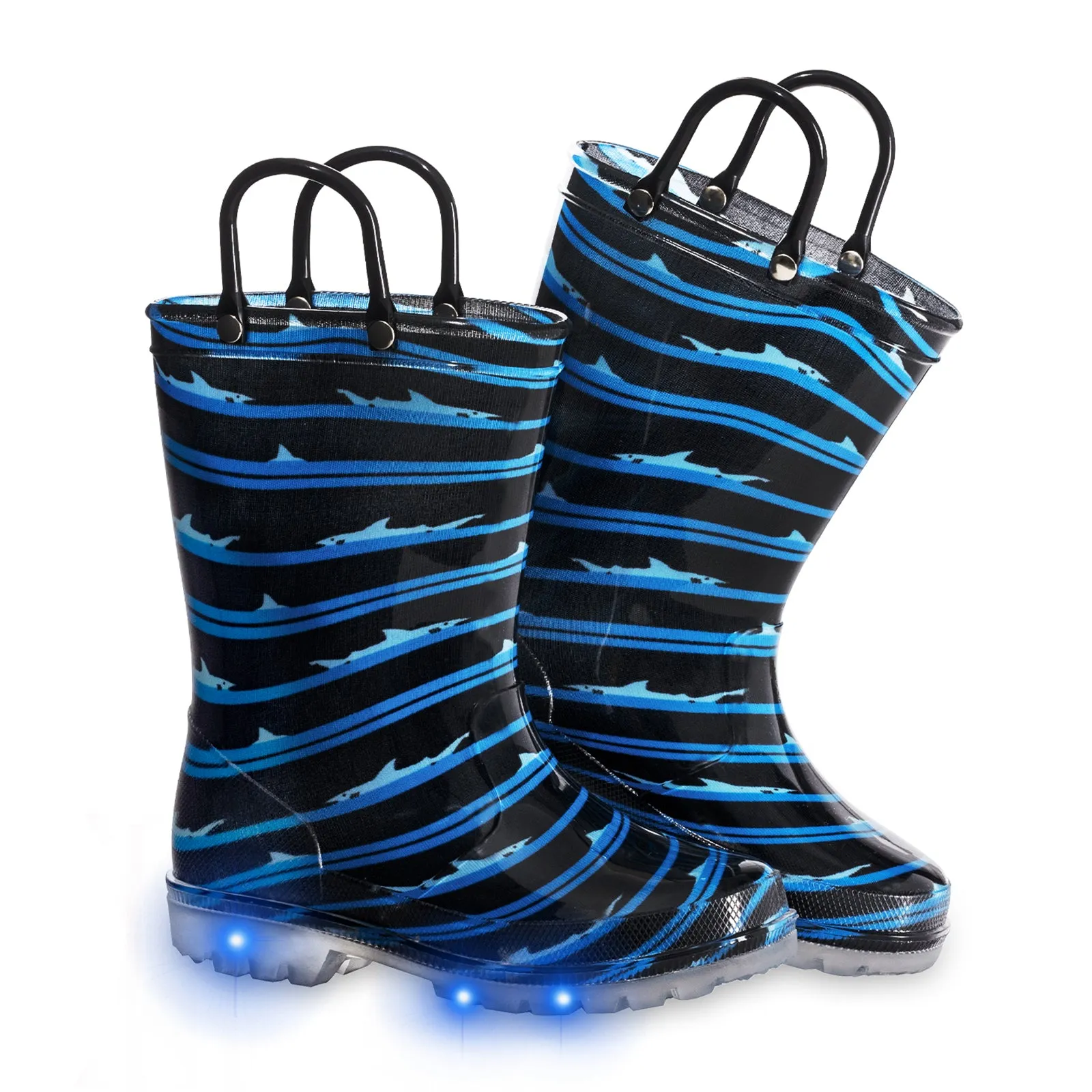 Light Up Kids Rain Boots with Handles