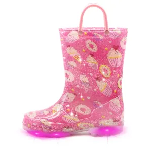 Light Up Toddler Kids Rain Boots with Handles