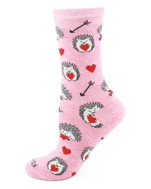Love Struck Hedgehog Bamboo Blend Crew Sock