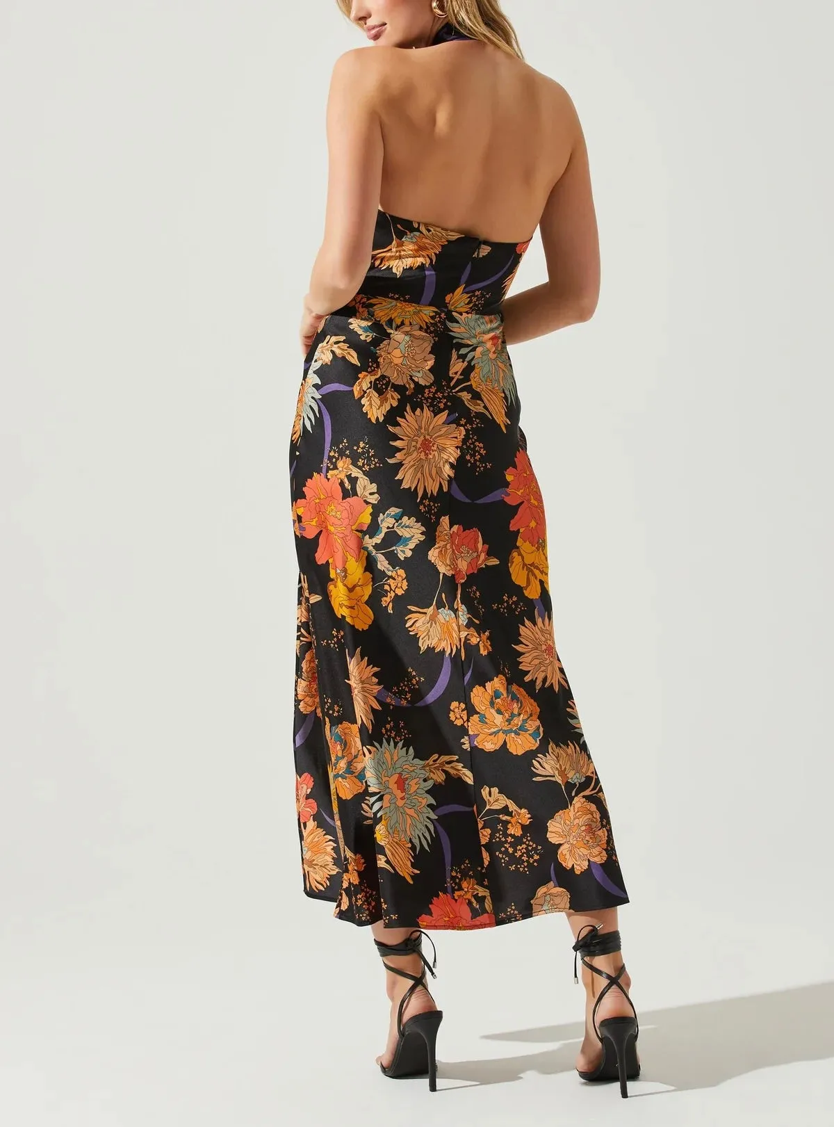 Marissa Dress Black Orange Floral