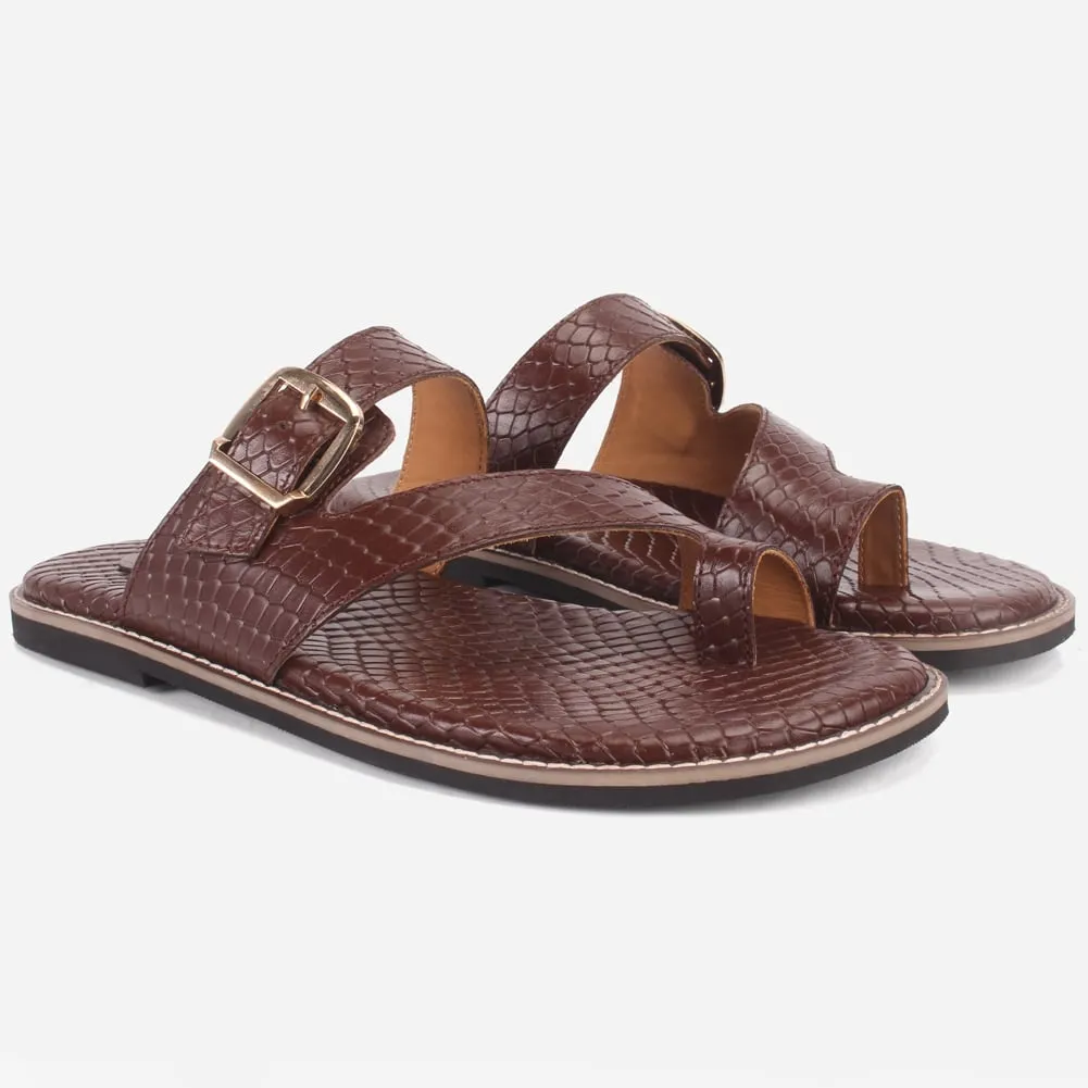 Mens "KLING" Leather Buckled Summer Slippers