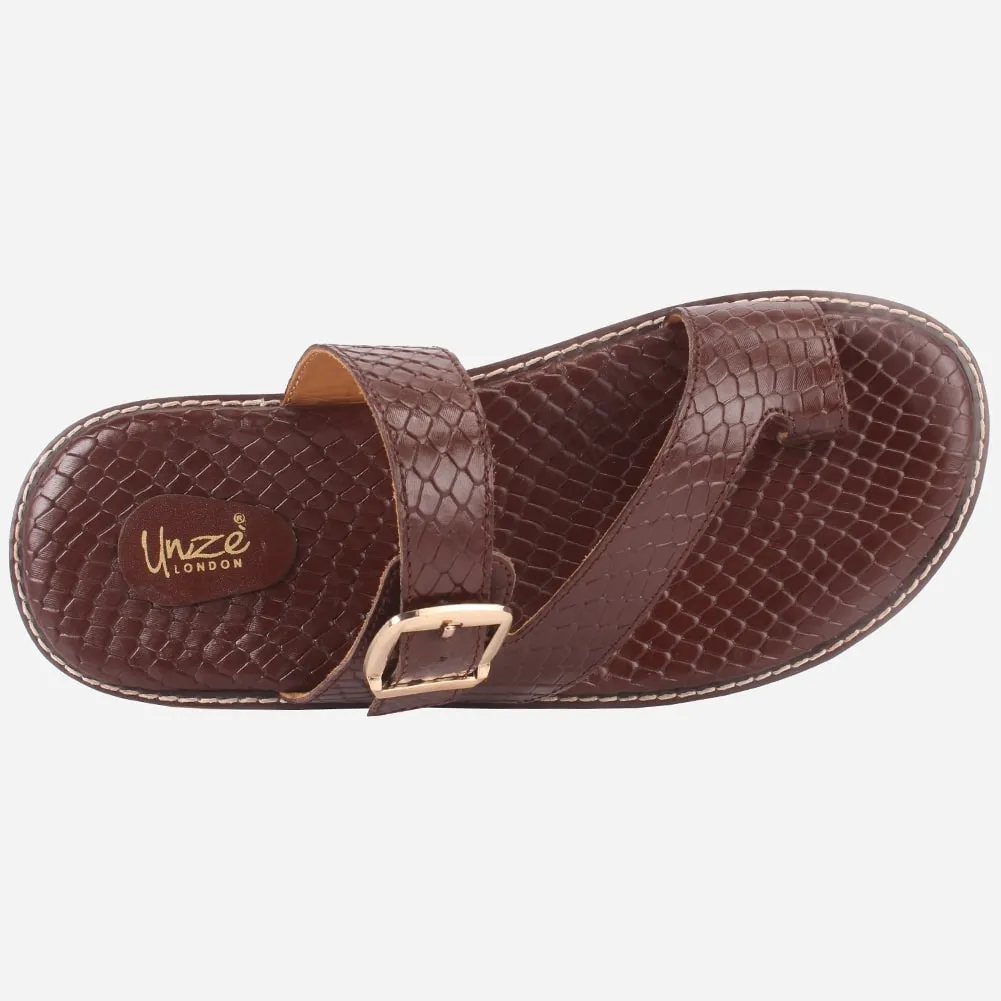 Mens "KLING" Leather Buckled Summer Slippers