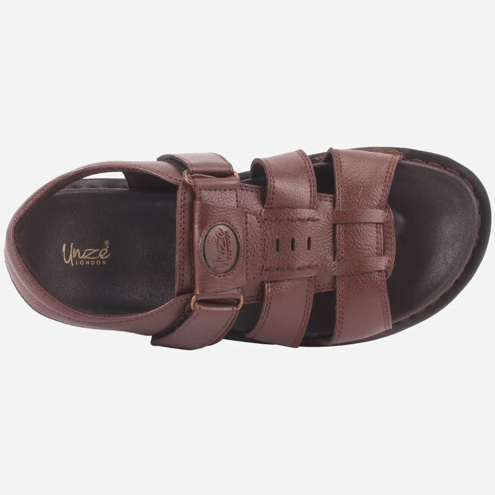 Men's "TEVIA" Leather Comfy Flats Summer Sandals